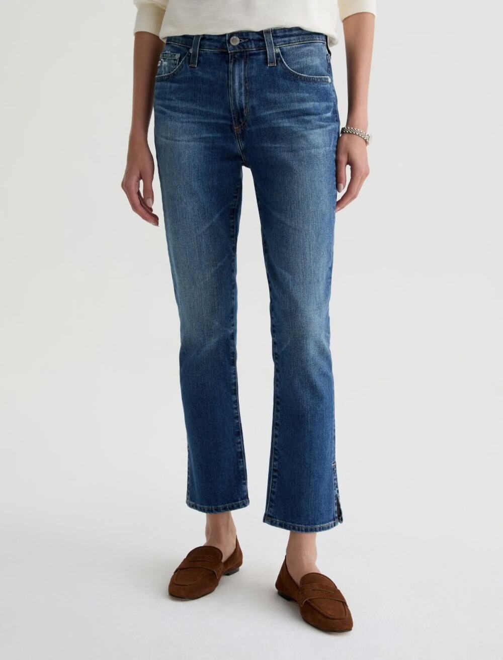 AG Adriana Goldschmied Mari Crop Mid Rise Slim Straight Jeans Womens Size 24